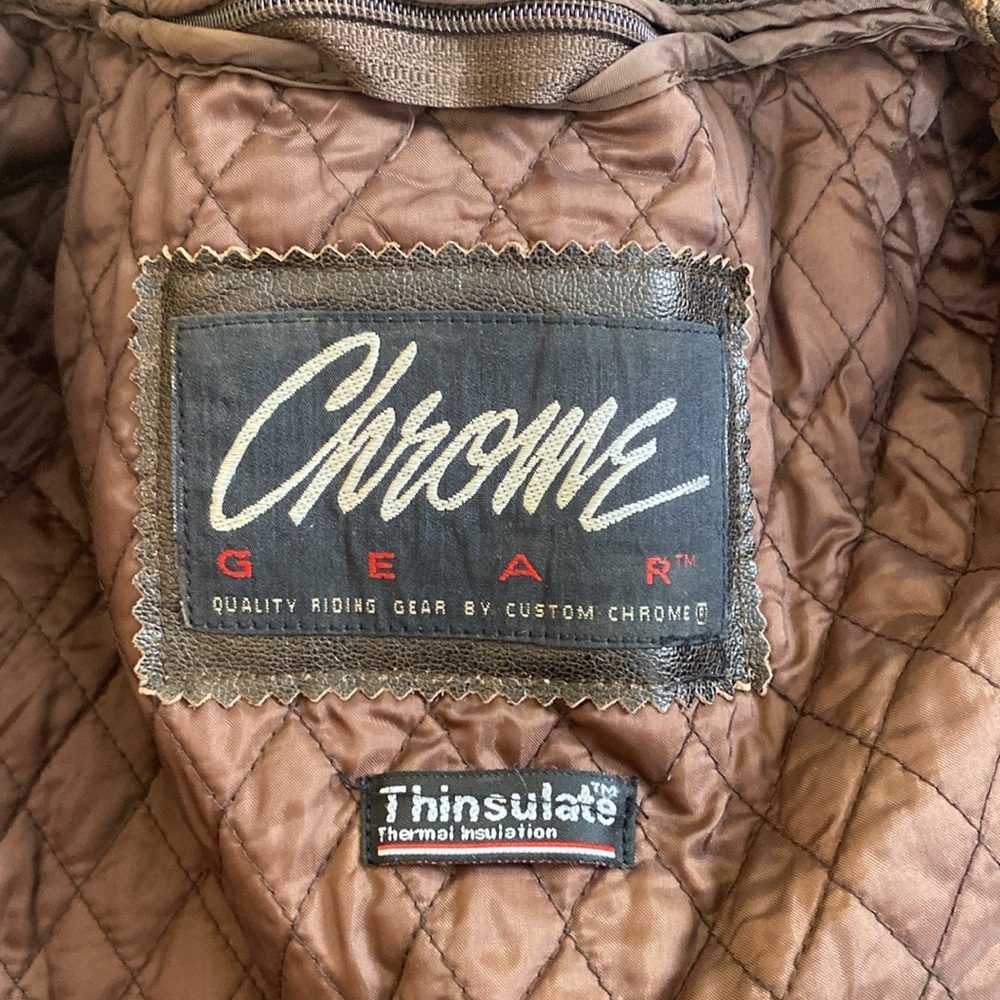 Vintage Chrome Gear Leather Motorcycle Jacket- Brown- Women Sz XS - Picture 11 of 13
